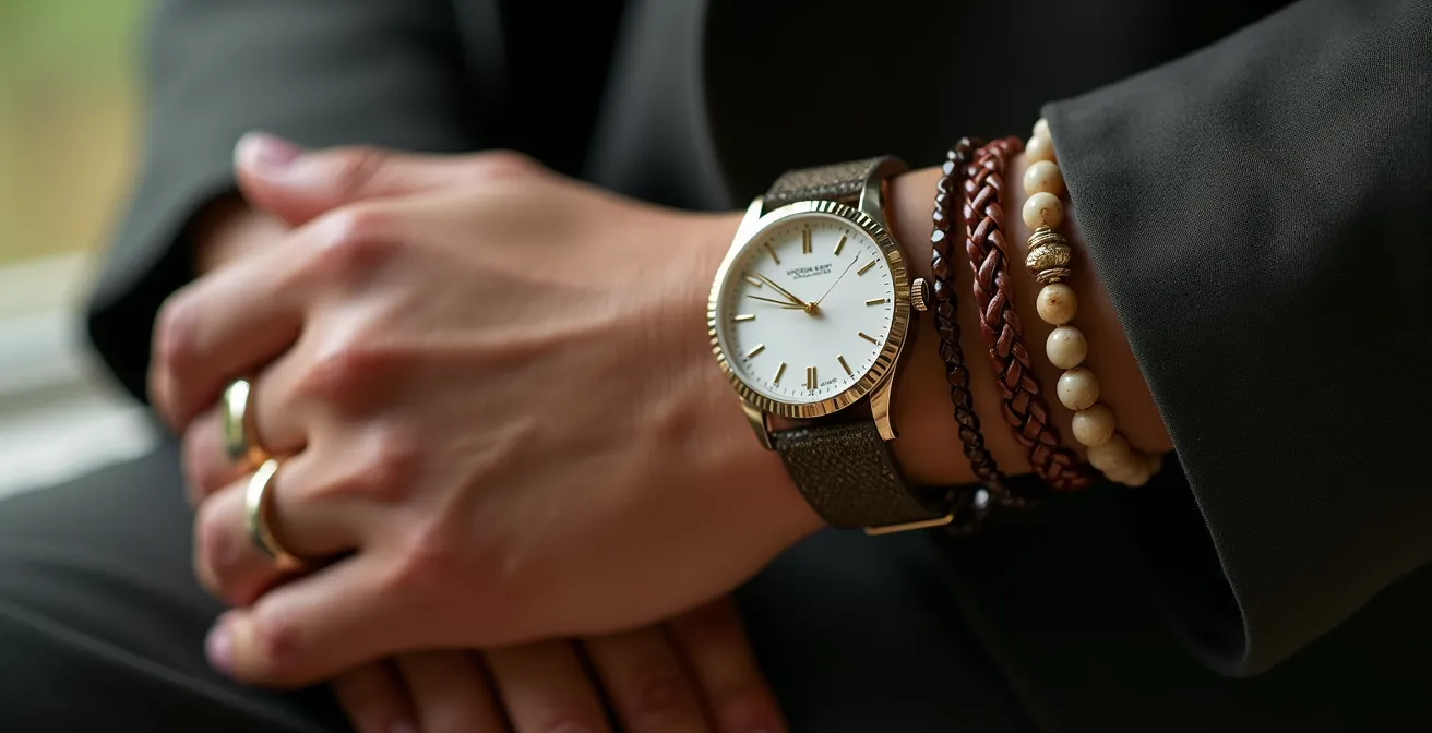 Stilvolle Kombination von Armbanduhr mit verschiedenen Armbändern