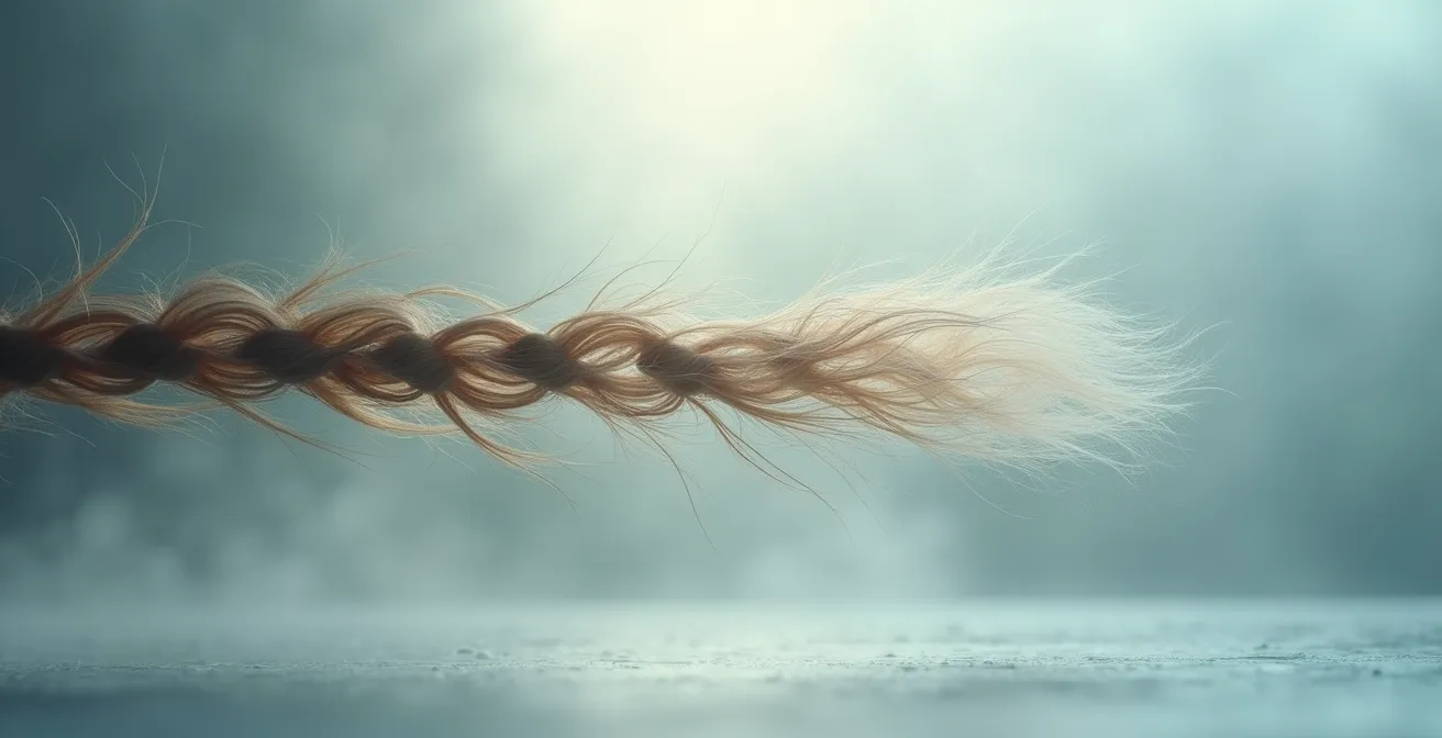 Darstellung der hygroskopischen Reaktion von geschädigtem Haar bei Luftfeuchtigkeit