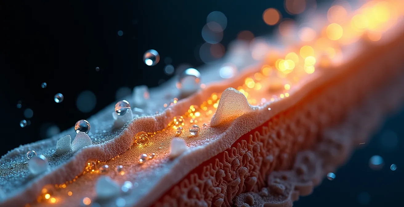 Mikroskopische Darstellung der Haarstruktur mit verschiedenen Schutzschichten gegen Umwelteinflüsse