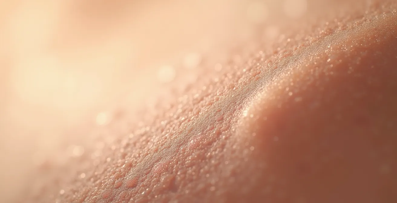 Nahaufnahme verschiedener Hauttexturen und -zustände zur Veranschaulichung der Hauttypen