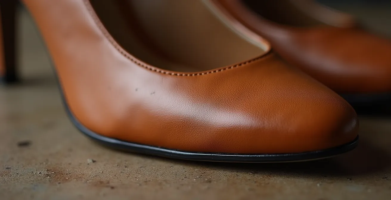 Detailaufnahme hochwertiger Pumps-Verarbeitung mit sichtbaren Qualitätsmerkmalen