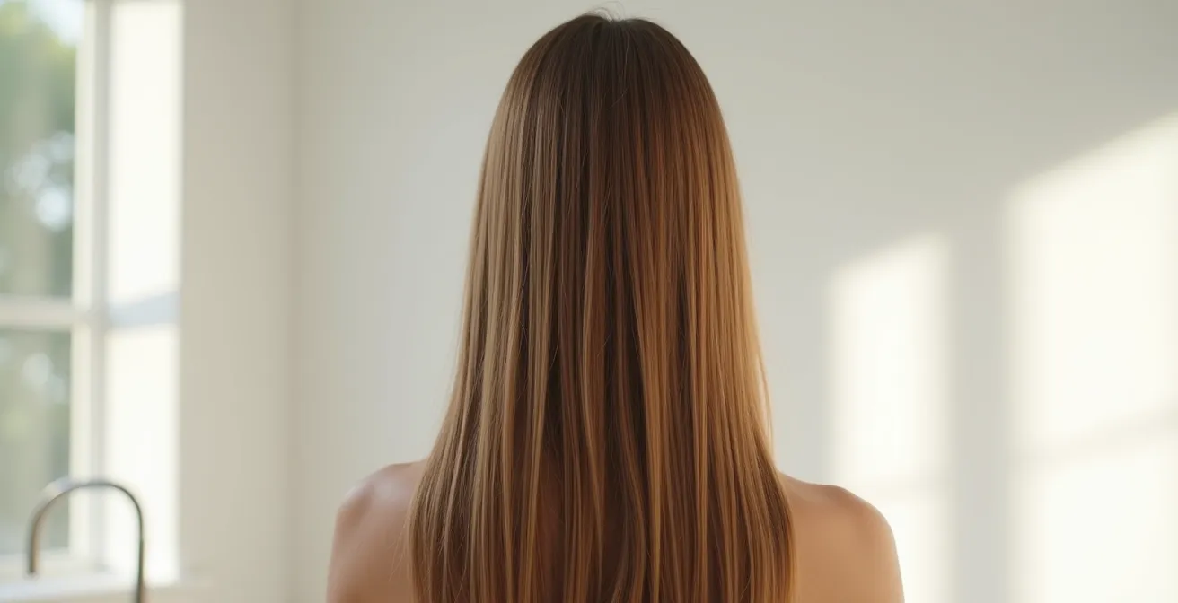 Detailaufnahme von feinem Haar mit sichtbarem Volumen und Textur