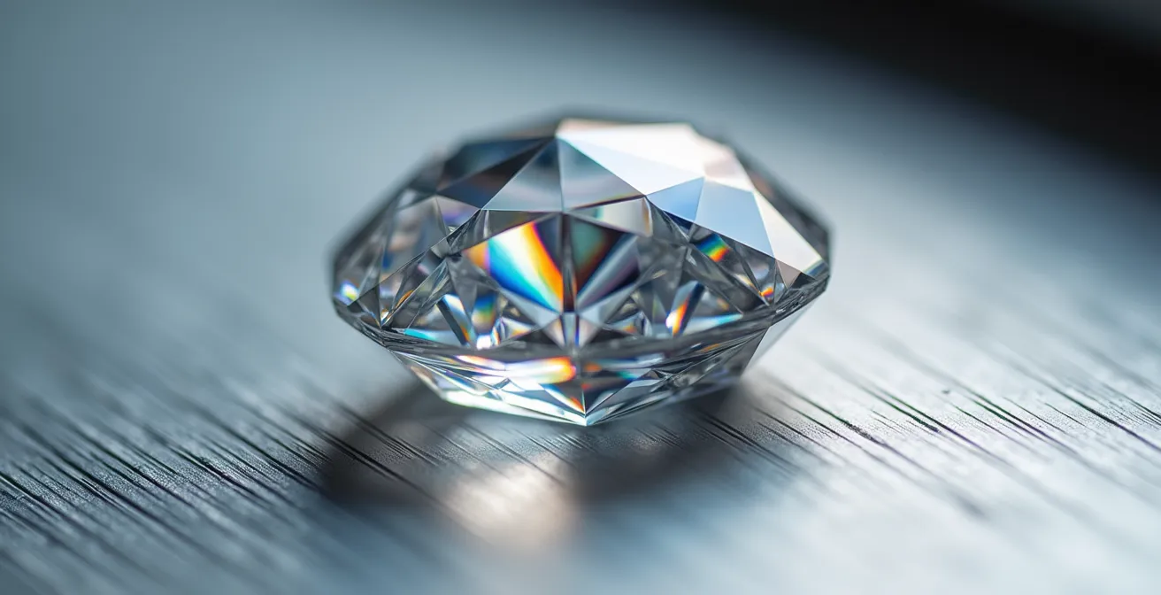 Makroaufnahme eines einzelnen Diamanten in moderner Zargenfassung