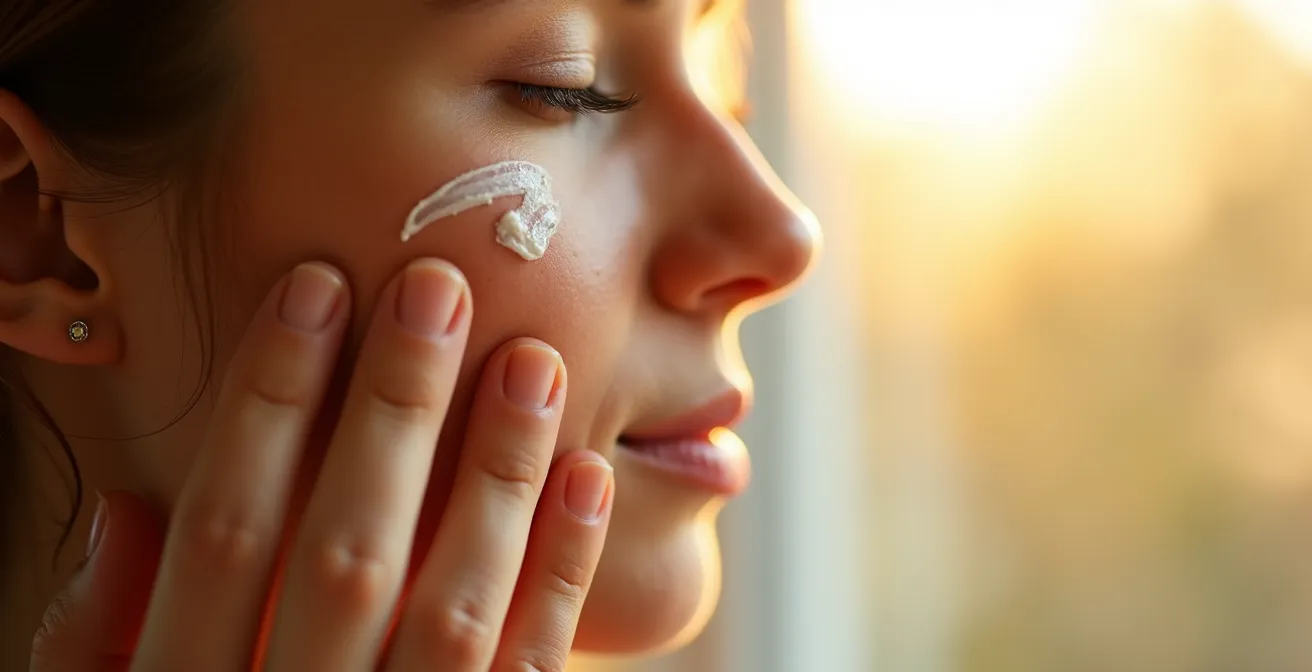 Demonstration der korrekten Sonnenschutzmenge mit der Zwei-Finger-Regel