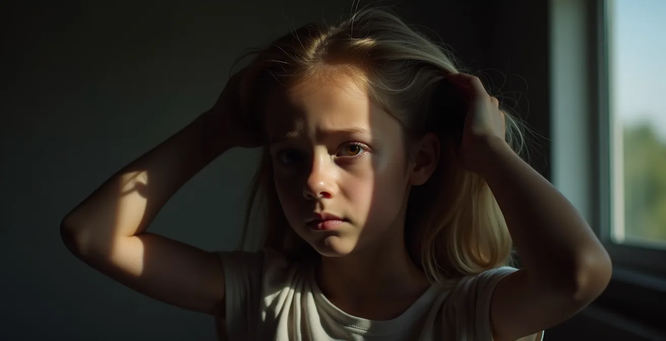 Symbolische Darstellung von Haarpflege-Trends mit Warnhinweisen