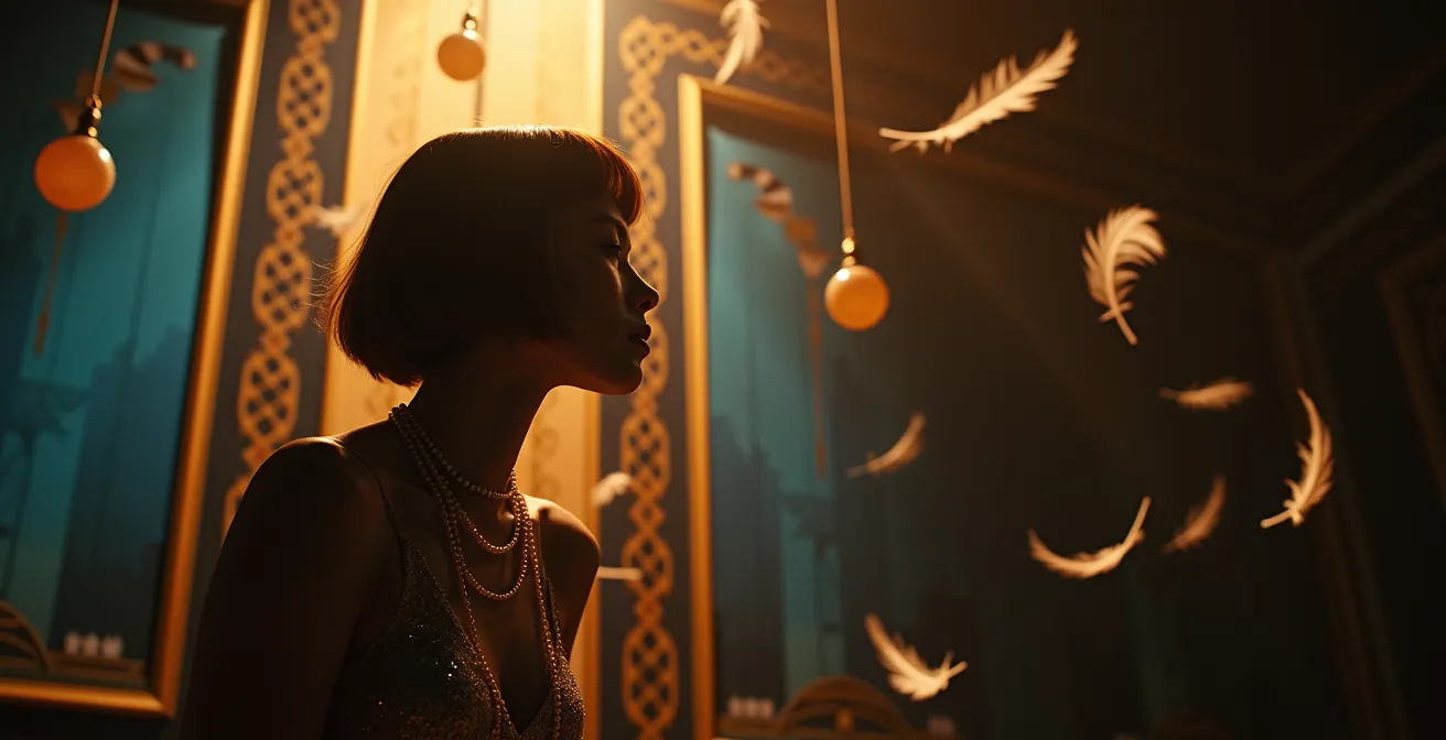 Frauen der 1920er Jahre in Flapper-Kleidern beim Charleston tanzen